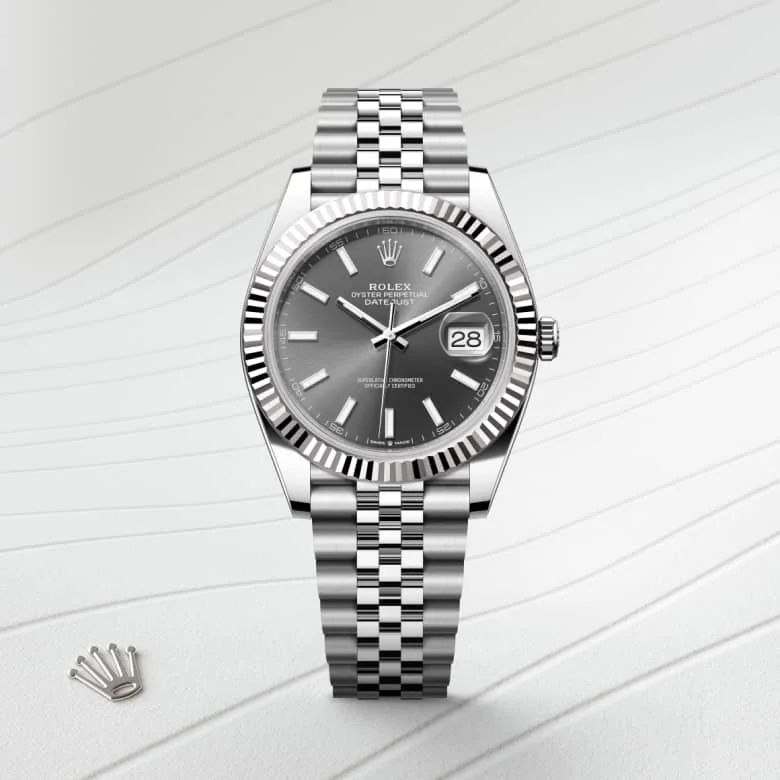 Rolex Datejust in White Rolesor - combination of Oystersteel and white gold, M126334-0014 - Schiffman's Jewelers