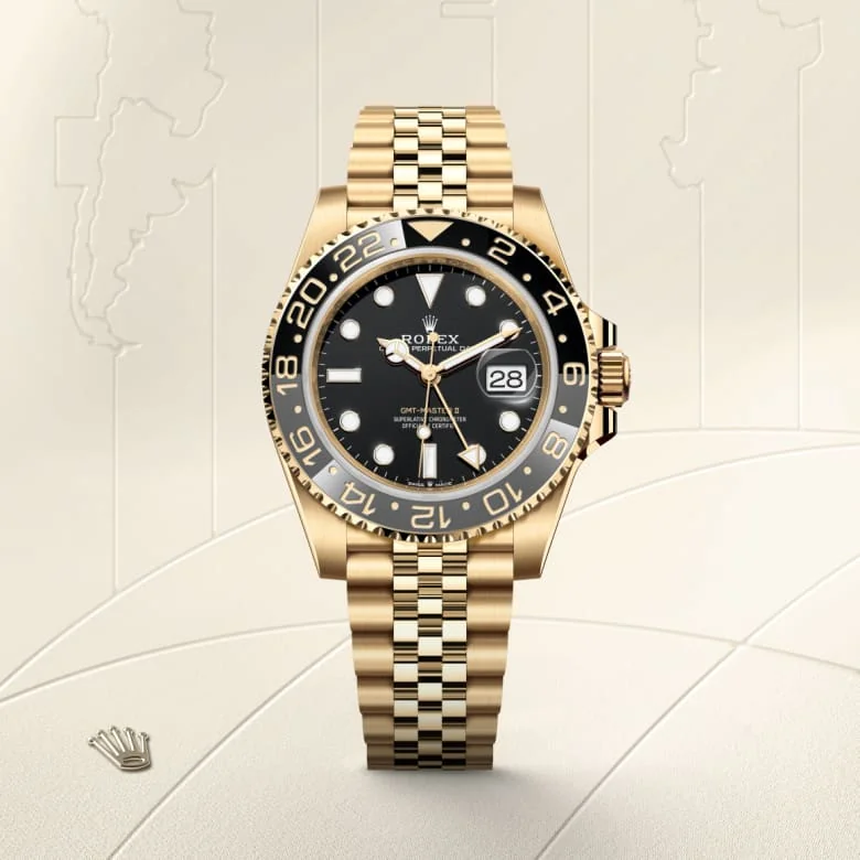 Rolex GMT-Master II in 18 kt yellow gold, M126718GRNR-0001 - Schiffman's Jewelers