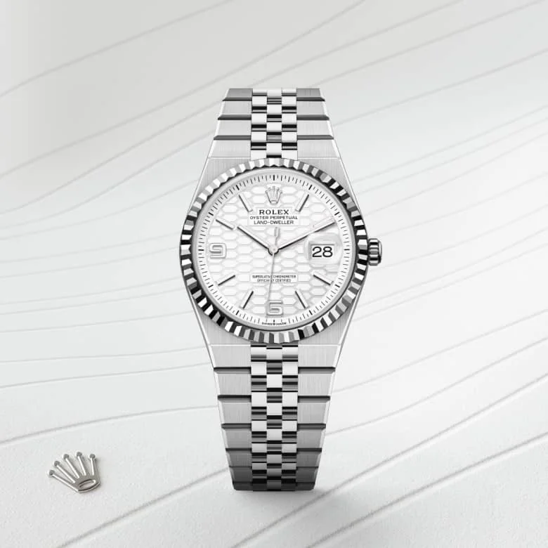 Rolex Land-Dweller in White Rolesor - combination of Oystersteel and white gold, M127234-0001 - Schiffman's Jewelers