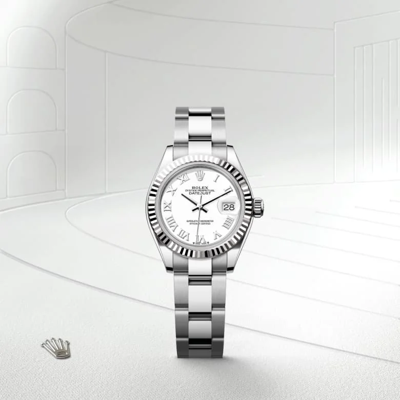 Rolex Lady-Datejust in White Rolesor - combination of Oystersteel and white gold, M279174-0020 - Schiffman's Jewelers